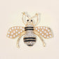 Madeline Love Cream, Gold Pearl Crystal Embellished Tiny Pearl Wing Honey Bee brooch - Brooches