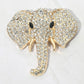 Madeline Love Clear, Gold Rhinestone Pave Elephant Pin Brooch - Brooches - desc