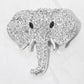 Madeline Love Clear, Rhodium Rhinestone Pave Elephant Pin Brooch - Brooches