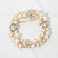 Madeline Love Cream, Gold Rhinestone Star Flower Heart Cluster Wreath Pin Brooch - Brooches - desc