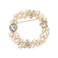 Madeline Love Cream, Gold Rhinestone Star Flower Heart Cluster Wreath Pin Brooch - Brooches - extra