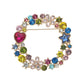 Madeline Love Gold, Multi Rhinestone Star Flower Heart Cluster Wreath Pin Brooch - Brooches - desc