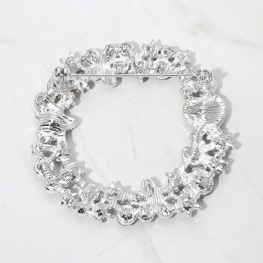 Madeline Love Clear, Rhodium Rhinestone Star Flower Heart Cluster Wreath Pin Brooch - Brooches - extra