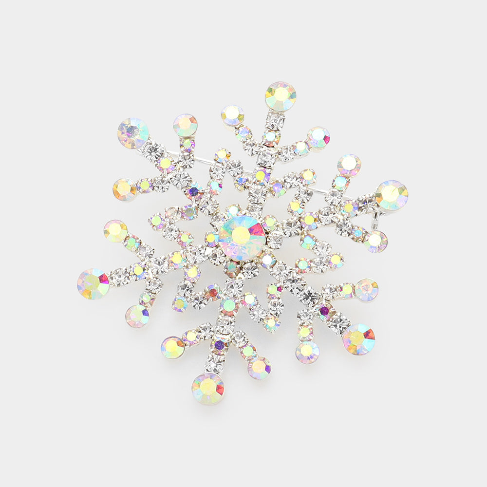 Madeline Love AB, Silver Crystal Pave Snowflake Pin Brooch