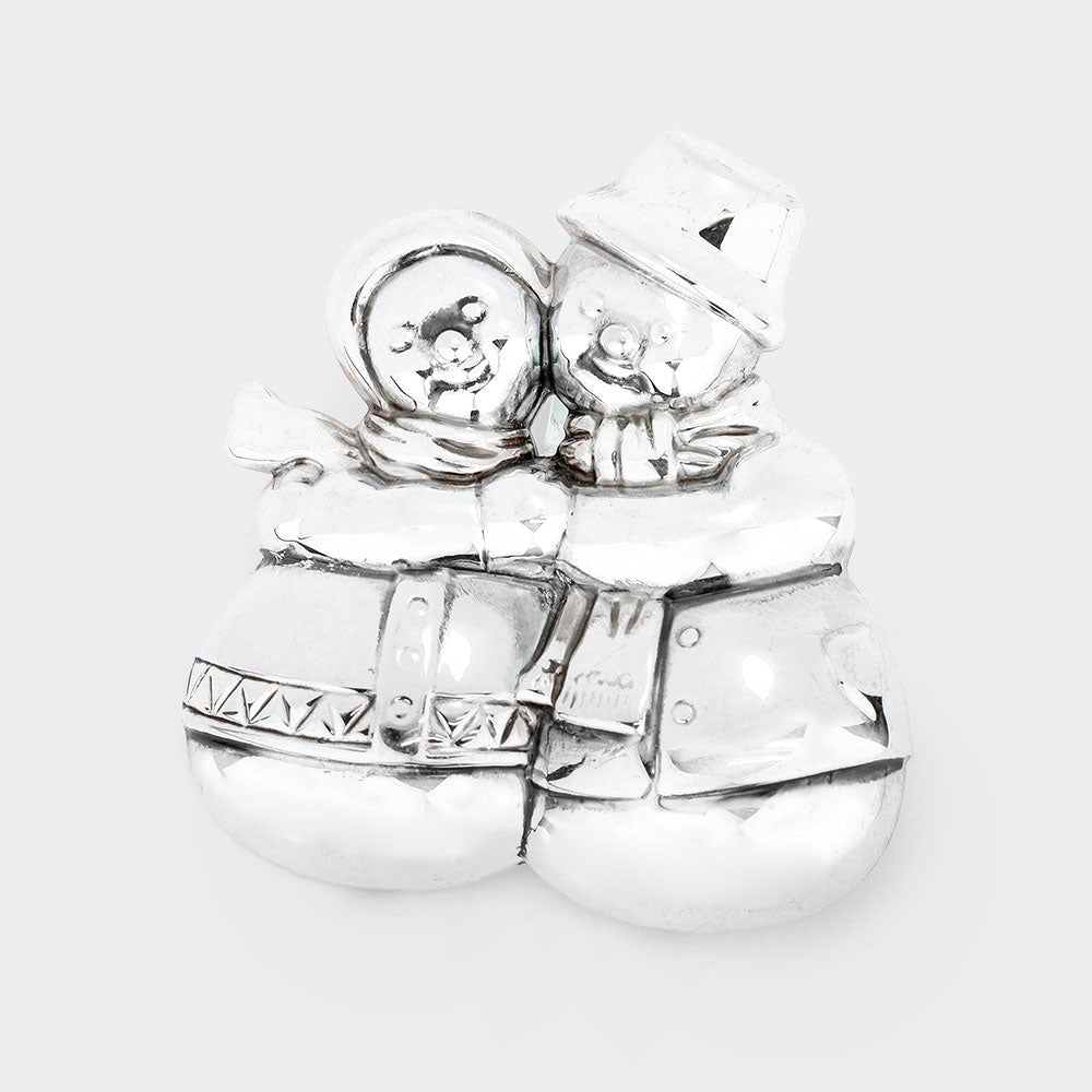 Silver Christmas Metal Snowman Pin Brooch Pendant