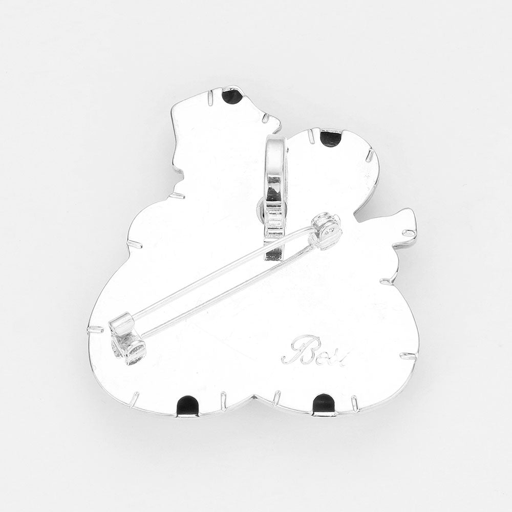 Silver Christmas Metal Snowman Pin Brooch Pendant