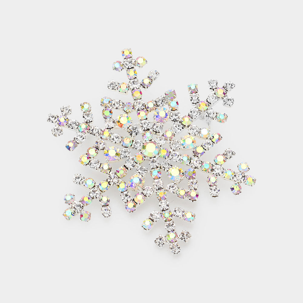 Madeline Love AB, Silver Crystal Snowflake Pin Brooch - Brooches