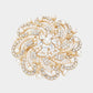 Madeline Love Cream, Gold Pearl Pointed Round Stone Flower Pin Brooch - Brooches