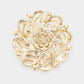 Madeline Love Cream, Gold Pearl Pointed Round Stone Flower Pin Brooch - Brooches - desc