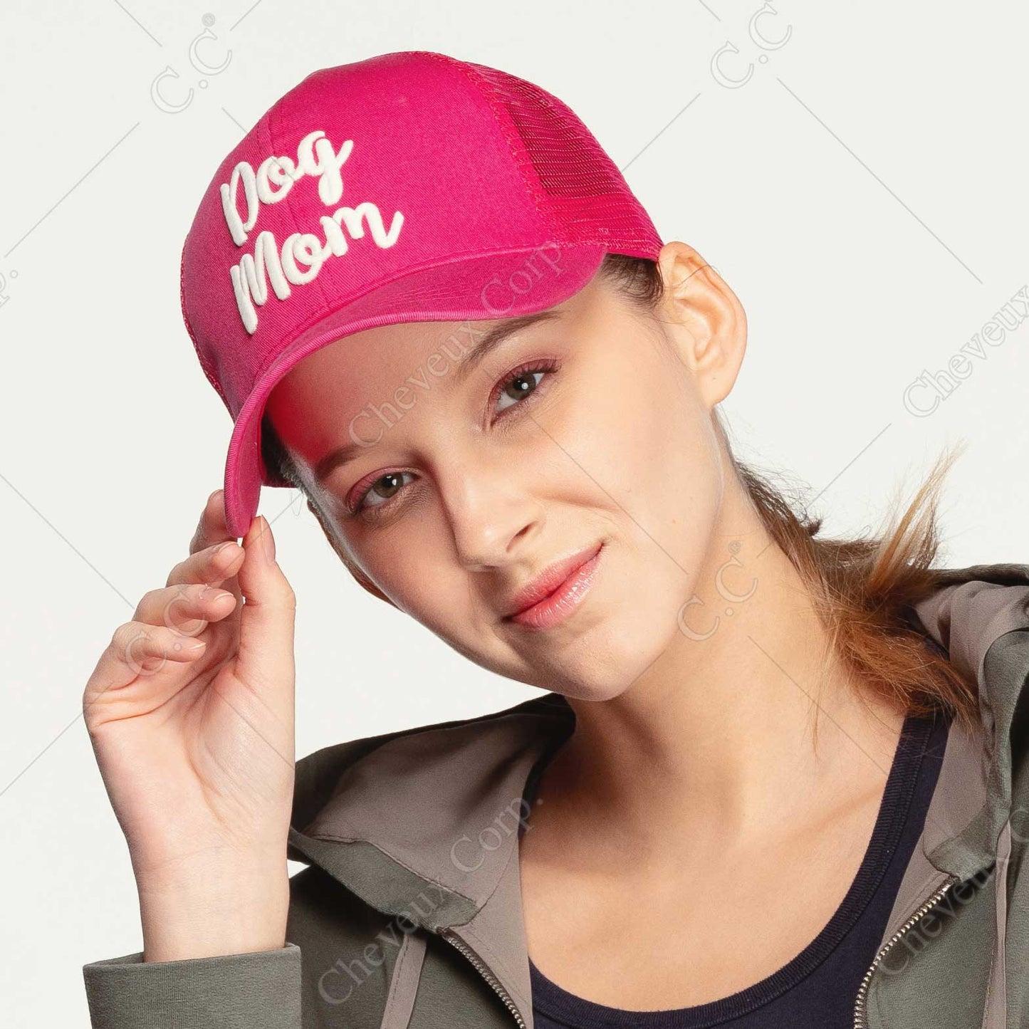 C.C Dog Mom Changing Color Pony Trucker Cap 100% Cotton