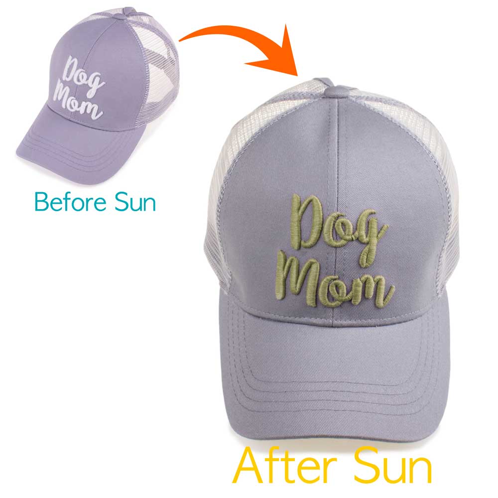 C.C Dog Mom Changing Color Pony Trucker Cap 100% Cotton