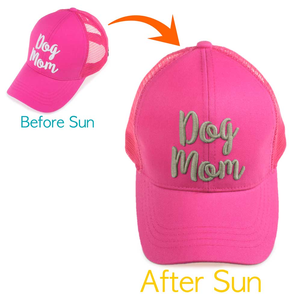 C.C Dog Mom Changing Color Pony Trucker Cap 100% Cotton