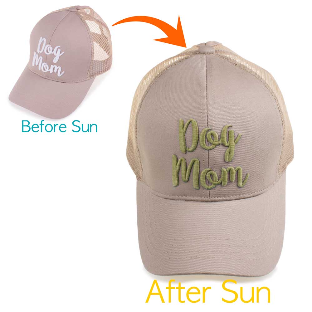 C.C Dog Mom Changing Color Pony Trucker Cap 100% Cotton