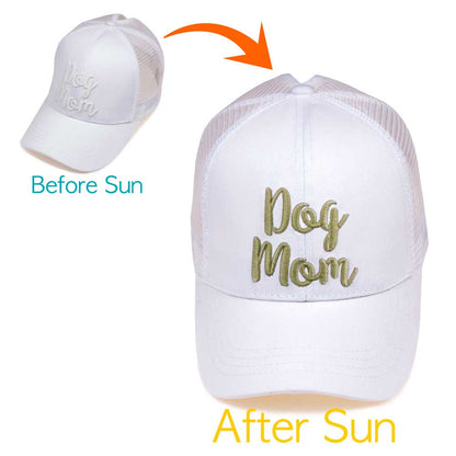 C.C Dog Mom Changing Color Pony Trucker Cap 100% Cotton