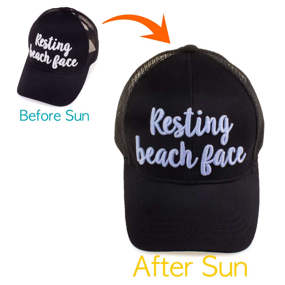 C.C Hello Sunshine Changing Color Pony Trucker Cap 100% Cotton
