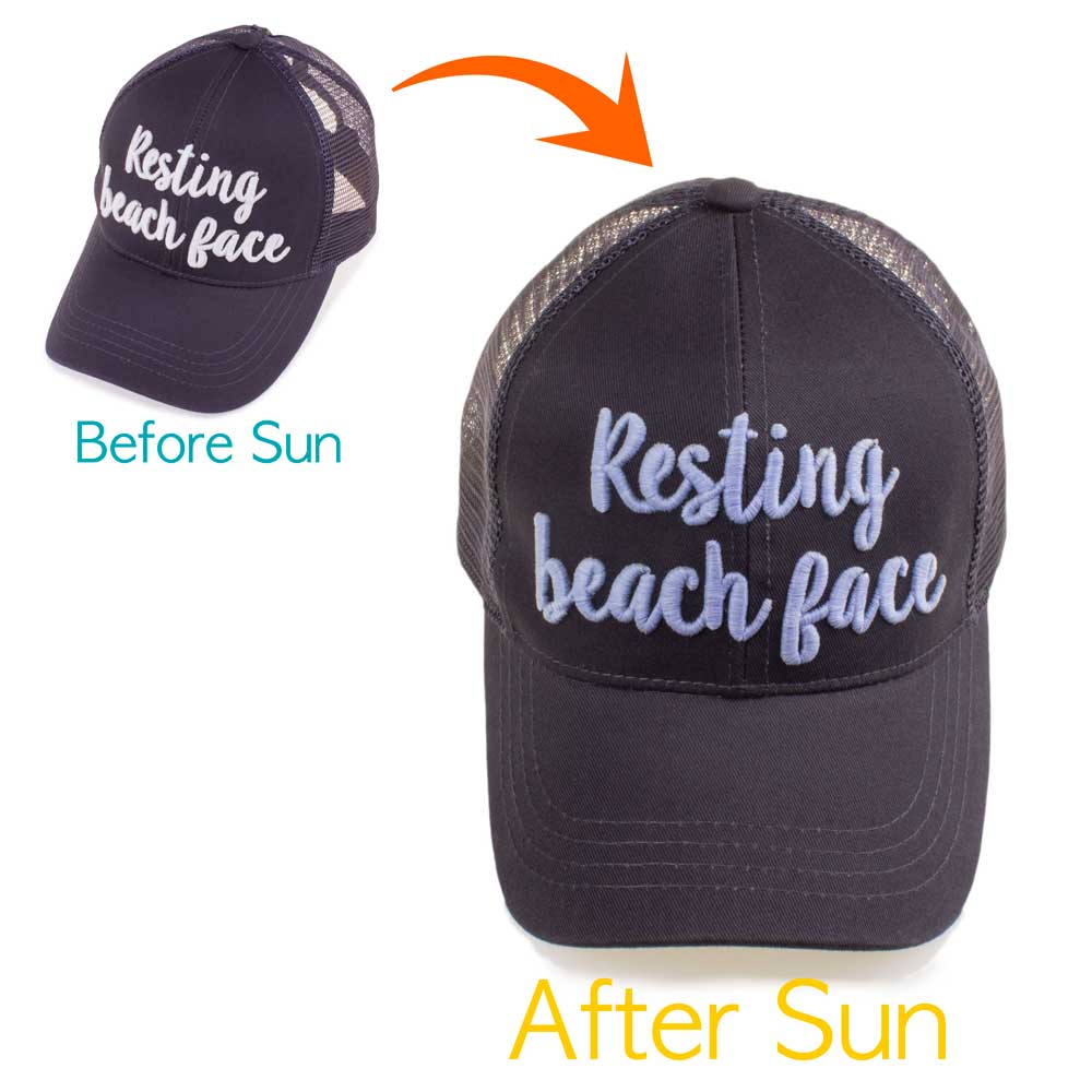 C.C Hello Sunshine Changing Color Pony Trucker Cap 100% Cotton