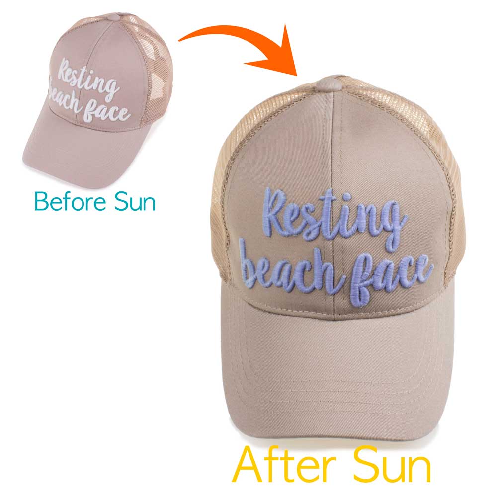C.C Hello Sunshine Changing Color Pony Trucker Cap 100% Cotton