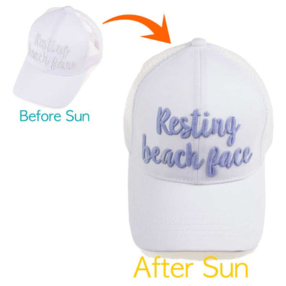 C.C Hello Sunshine Changing Color Pony Trucker Cap 100% Cotton