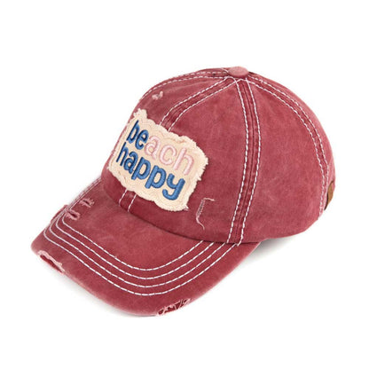 C.C Vintage Distressed Washed Cotton Pony Cap 100% Cotton One