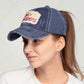 C.C Vintage Distressed Washed Cotton Pony Cap 100% Cotton One