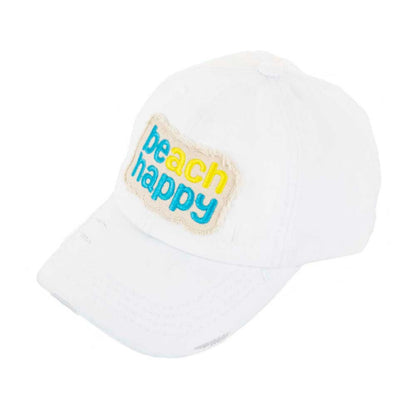 C.C Vintage Distressed Washed Cotton Pony Cap 100% Cotton One - White - Ponytail Caps
