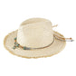 Beige Braided Starfish Band Frayed Straw Summer Sun Hat features a distinctive braided starfish band and stylish frayed edges. The wide brim provides optimal UV protection while maintaining breathability, making it an essential accessory for beach outings, resort wear, or any outdoor summer activity. Lightweight construction ensures all-day comfort.