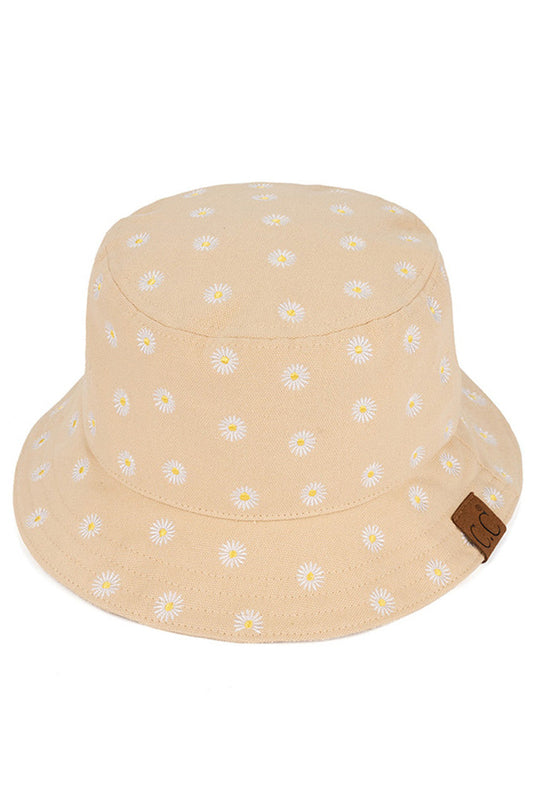 Beige C.C Daisy Embroidered Cotton Canvas Bucket Hat is made with high-quality, durable materials. Hand-stitched with a vibrant daisy design, it offers both style and protection from the sun. The comfortable and breathable cotton canvas makes it perfect for any outdoor activity.