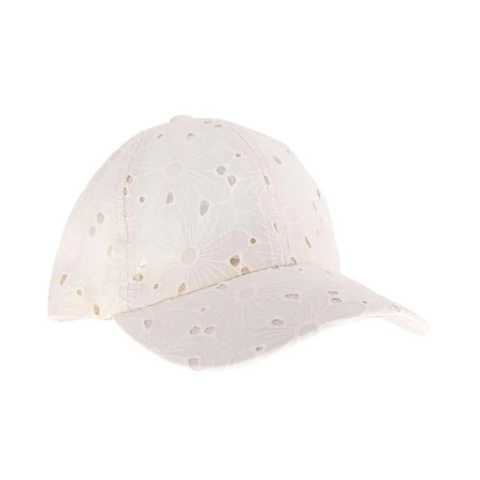 Beige C.C EMBROIDERED FLORAL COTTON PONY CAP is made from high-quality cotton and features beautifully embroidered floral designs. It offers both style and functionality, protecting from the sun while adding a touch of elegance to your outfit. Perfect for all seasons.