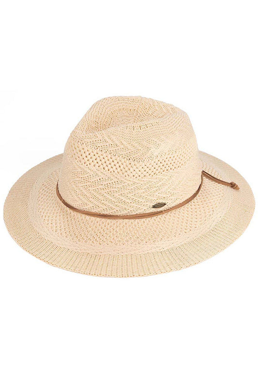Beige C.C. Multi Pattern Suede String Band Panama Hat is a stylish and versatile accessory that adds a touch of elegance to any outfit. Made with high-quality suede and featuring a unique multi-pattern design, this hat is not only fashionable but also functional, protecting you from the sun while keeping you looking chic.