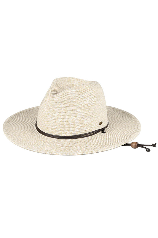 Beige C.C Panama Sun Hat is the perfect addition to your summer wardrobe. Made with quality materials, this hat provides excellent sun protection and a touch of style. Keep cool and protected while looking fashionable with the C.C Panama Sun Hat.