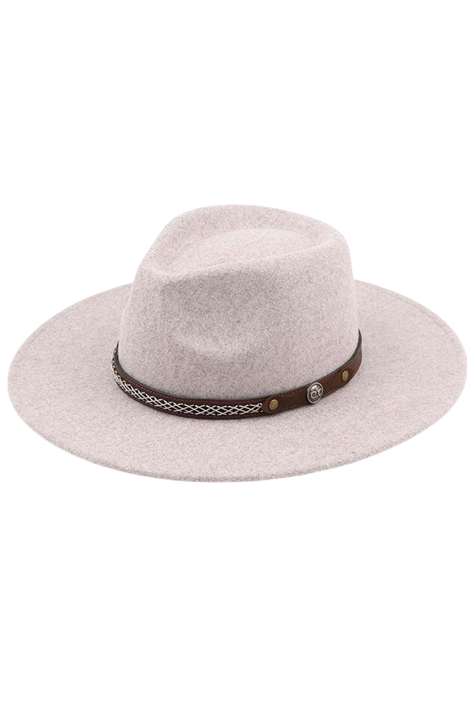 Beige C.C. Vegan Felt Metal Logo Heather Color Hat is a stylish and ethical choice for any fashion-conscious individual. Made from vegan felt material, it features a sleek metal logo and comes in a versatile heather color. Stay on-trend and environmentally conscious with this must-have accessory.