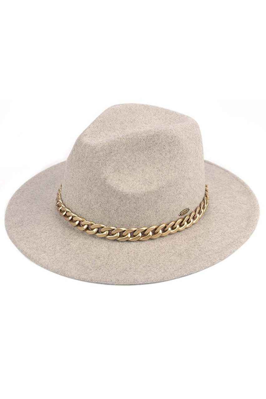 Beige C.C Vegan Felt Heathercolor Panama hat exemplifies sustainable luxury with its premium cruelty-free construction. The distinctive heathered coloration creates subtle depth, while the classic Panama silhouette delivers timeless sophistication. Meticulously crafted for structural integrity and comfort, this ethical accessory seamlessly transitions between casual and formal occasions while maintaining its refined aesthetic. 