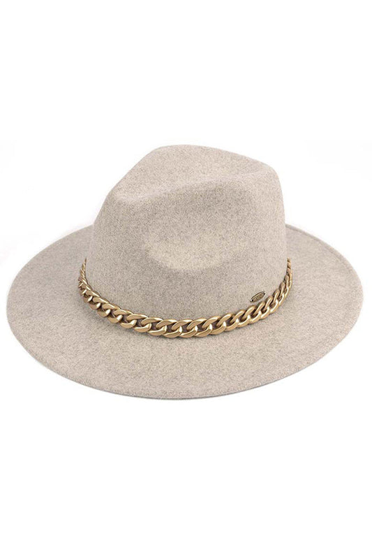 Beige C.C Vegan Felt Heathercolor Panama hat exemplifies sustainable luxury with its premium cruelty-free construction. The distinctive heathered coloration creates subtle depth, while the classic Panama silhouette delivers timeless sophistication. Meticulously crafted for structural integrity and comfort, this ethical accessory seamlessly transitions between casual and formal occasions while maintaining its refined aesthetic. 