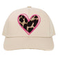 Beige Leopard Heart Front Baseball Cap, adds a unique and stylish touch to any outfit. This eye-catching cap features a leopard heart-shaped design at the front, perfect for casual or formal occasions. Crafted with high-quality material for a comfortable fit. Get your unique look today.
