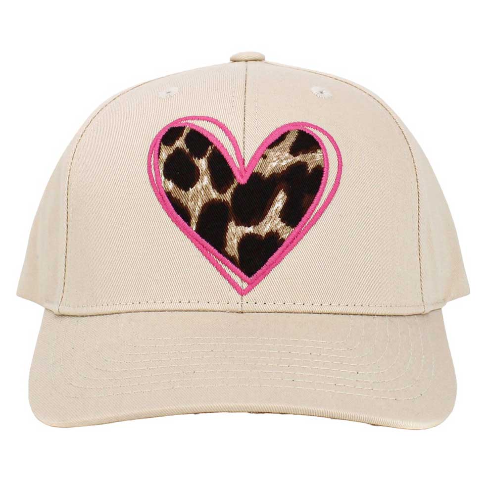 Beige Leopard Heart Front Baseball Cap, adds a unique and stylish touch to any outfit. This eye-catching cap features a leopard heart-shaped design at the front, perfect for casual or formal occasions. Crafted with high-quality material for a comfortable fit. Get your unique look today.