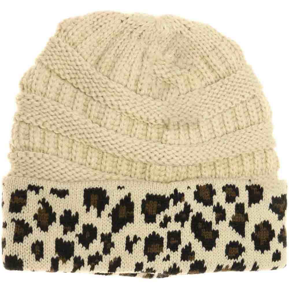 Beige Matching Cuff Leopard Print CC Beanie combines expert craftsmanship with standout style. Designed with a comfortable cuff and eye-catching leopard pattern, this beanie offers reliable warmth and a fashionable look. Its stretchy fabric ensures a secure fit for extended wear, making it an ideal accessory for cool weather while enhancing your seasonal wardrobe with a touch of wild sophistication. 