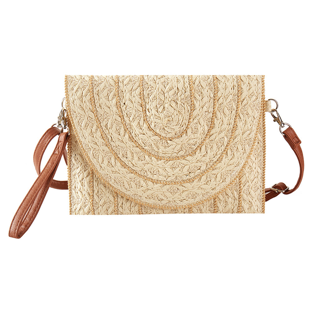 Beige Stitch Detailed Straw Crossbody Bag is a must-have for any fashion-forward individual. The intricate stitching adds a unique touch to the classic straw material. With its convenient crossbody design, this bag is perfect for hands-free carrying and the perfect accessory for any summertime outfit. 