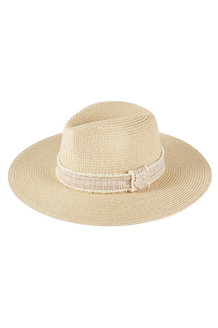 Beige Tweed with Pearl Band Summer Straw Sun Hat delivers exceptional structural resilience with optimal weight distribution. The pearl band features precisely calibrated pearl-to-space ratios that create visual rhythm while reinforcing the critical crown-brim transition. The brim architecture incorporates a multi-density weave that maintains dimensional stability in variable humidity while offering comprehensive UV protection with a calculated 8.5-degree downward angle. 