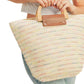 Beige Zigzag Chevron Pattern Detailed Wooden Handle Straw Tote Bag, simple and leisurely, elegant and fashionable, suitable for women of all ages, and lightweight to carry around all day. The interior has enough capacity for keys, phones, cards, sunglasses, purses, lipsticks, books, and water bottles.