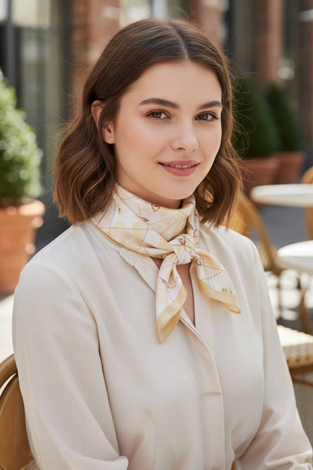 Beige Elevate your accessory game with this versatile bandana scarf, featuring a stunning botanical pattern print. Crafted from 100% polyester, it delivers a silky-smooth feel that's lightweight and comfortable year-round. The generous 27.5" x 27.5" square size offers endless styling possibilities wear it as a headscarf, neck wrap, or tie it to your bag for a pop of natural-inspired color. Perfect for any season, this easy-care piece transitions seamlessly from casual to chic.