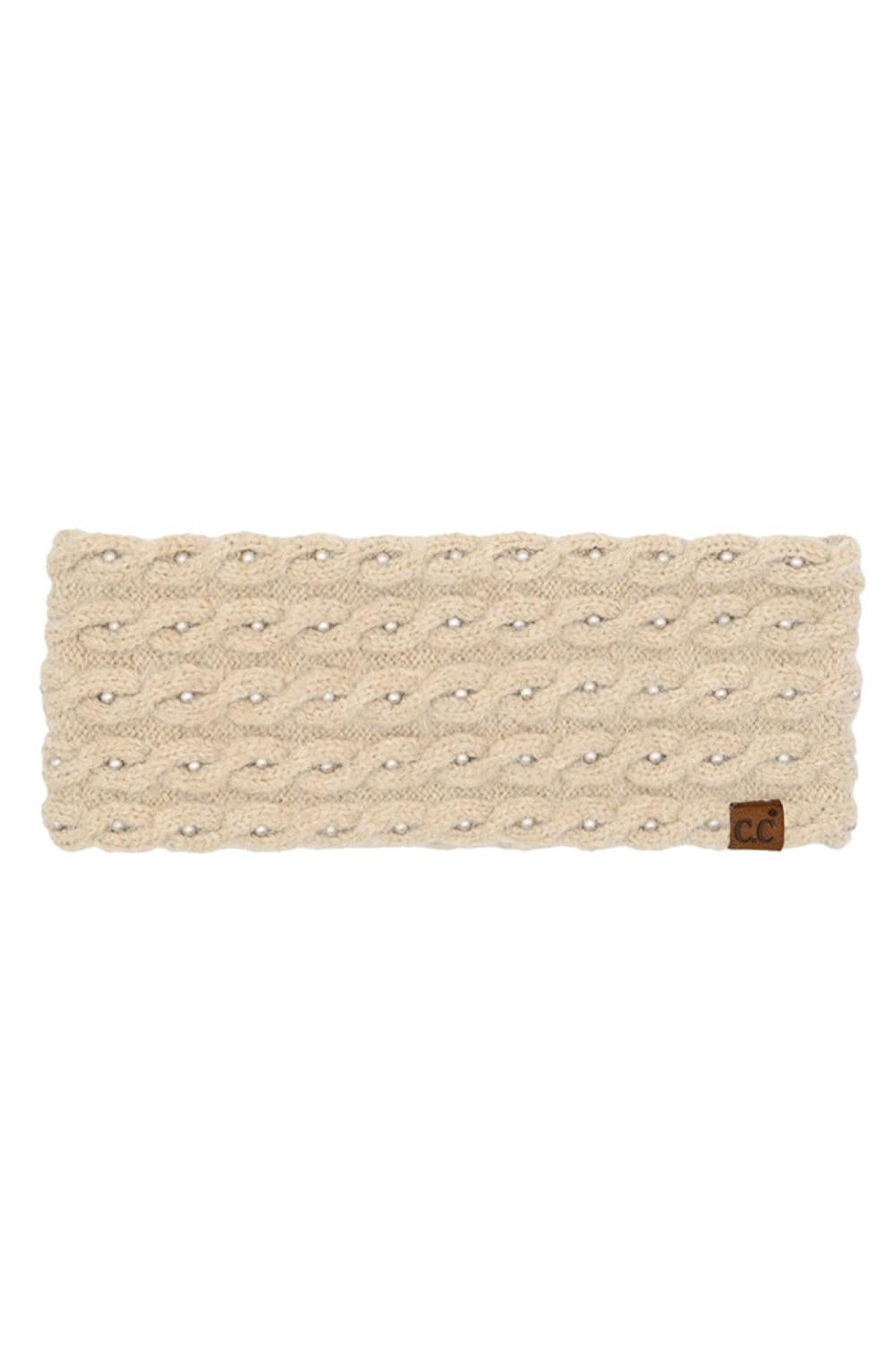 Beige Elevate your winter style with this luxurious C.C Pearl Embellishments Head Wrap. Crafted from a premium blend of polyester, acrylic, and recycled polyester with a touch of spandex, this headband offers both comfort and durability. The elegant pearl embellishments add a sophisticated sparkle to any cold-weather look. One size fits most. Dimensions: 9.5" x 4". Perfect for keeping warm while making a statement.