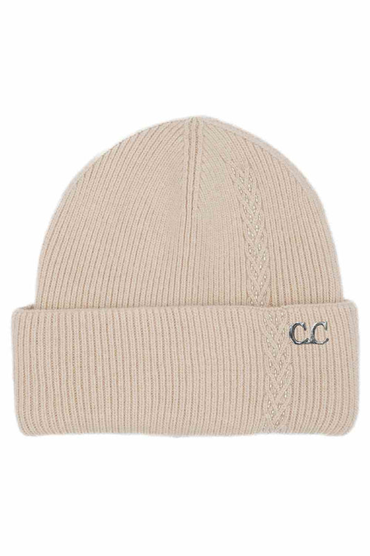 Beige C.C Bead Embellishments Angora Cuff Beanie showcases a soft angora knit finished with delicate bead detailing for a stylish touch of sparkle. Designed with a cozy cuff and stretch fit, it keeps you warm and comfortable while elevating your winter look effortlessly.