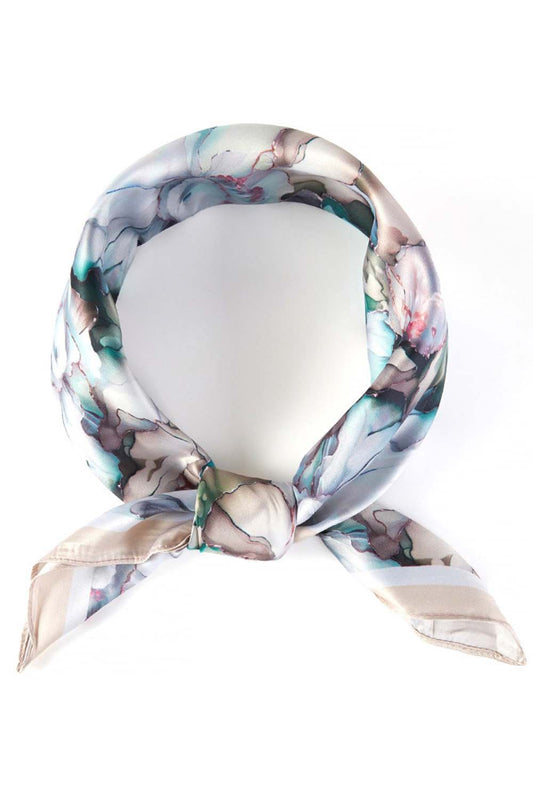Beige Brighten your summer style with this charming floral pattern print bandana scarf. Crafted from lightweight 100% polyester, it's perfect for warm weather wear tie it around your neck, head, or wrist for effortless versatility. The generous 27.5" x 27.5" square cut offers plenty of styling options. Easy to care for and designed for comfort, this scarf is an essential accessory for any season.