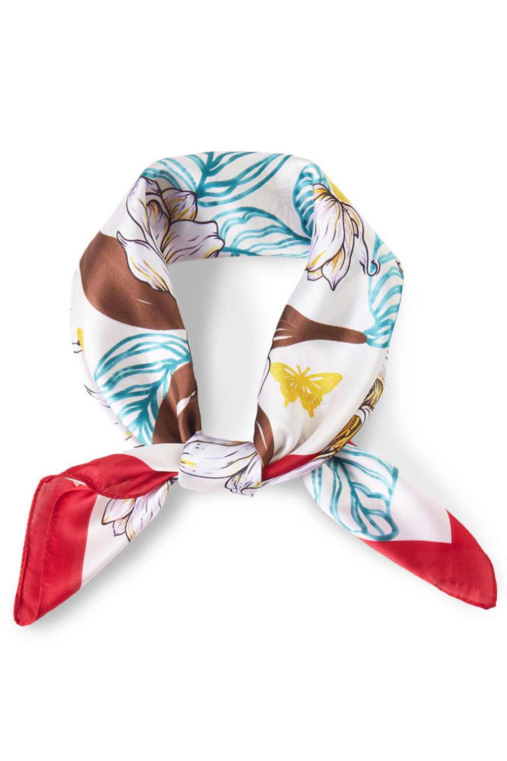 Beige Elevate your summer style with this charming Flower Line Detail Print Bandana Scarf. Crafted from lightweight 100% polyester, it's the perfect accessory for warm weather versatile enough to wear as a headscarf, neck wrap, or tied to your bag. The delicate floral line design adds a touch of elegance to any outfit. Measuring 27.5" x 27.5", it offers generous coverage and easy styling. Ideal for travel, outdoor adventures, or everyday wear.