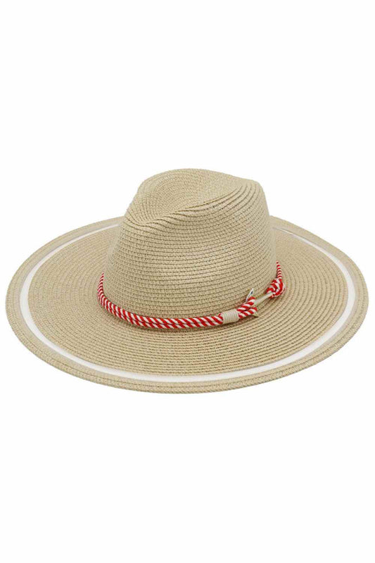 Beige Set sail in style with this charming nautical-inspired sun hat. Crafted from 100% paper, it offers lightweight breathability perfect for sunny days at the beach or poolside. The sheer brim provides sun protection while maintaining an airy feel, and the rope detailing with anchor accent adds a coastal touch to your warm-weather wardrobe. Ideal for protecting your face while embracing that breezy, seaside aesthetic.