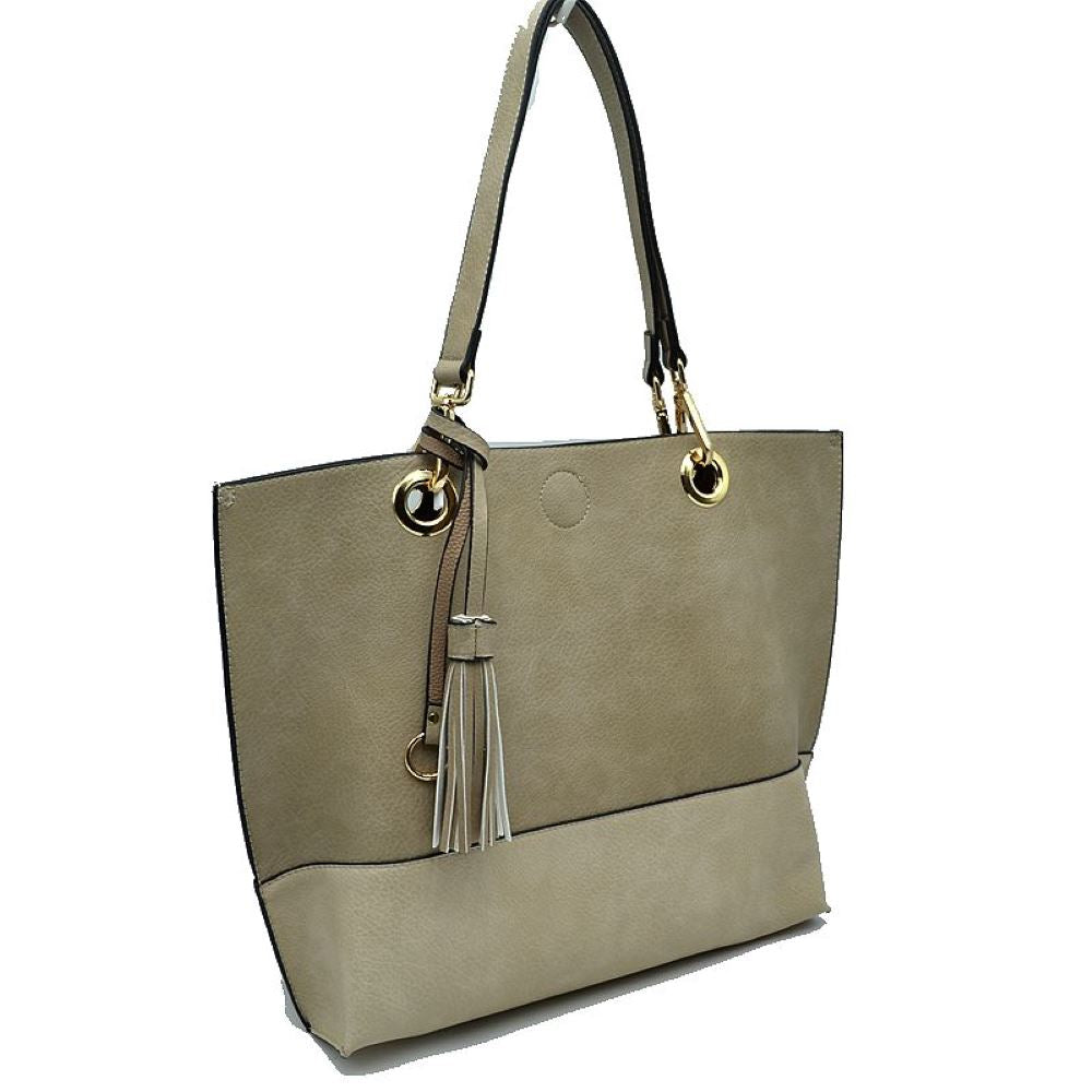 Beige Kelli 2n1 Vegan Tote Handbag Pouch Faux Leather Tote Bag Inside Crossbody Pouch, Best Seller Tote, Handbag has plenty of room to fit all your items, available in a few colors. Handbag also comes with a removable insert bag that doubles as lining to the bag, or can be removed and worn as a crossbody bag.&nbsp;This 2 in 1 tote bag is just what the boss lady needs!&nbsp;