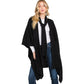 Black Attached Scarf Solid Cape Poncho With Neckline Tie, with the latest trend in ladies' outfit cover-up! the high-quality knit cape poncho is soft, comfortable, and warm but lightweight. It's perfect for your daily, casual, evening, vacation, and other special events outfits. A fantastic gift for your friends or family.