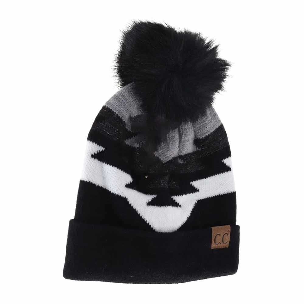 Black Aztec Natural Faux Fur Pom C.C Beanie combines stylish design with practical warmth. Crafted from soft, natural-toned materials, this beanie features a plush faux fur pom for added texture and flair. Its comfortable fit ensures reliable insulation during cold weather, making it an expert choice for both casual wear and outdoor activities. Durable and easy to care for, this beanie offers a sophisticated accessory that balances function and fashion seamlessly.