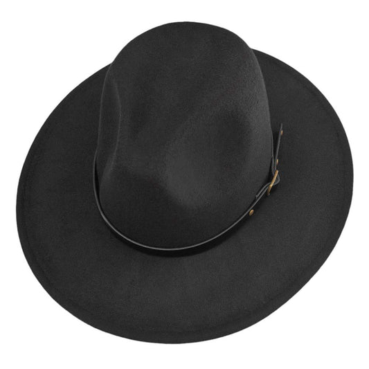 Black-Belt Band Pointed Fedora Hat. Made with a stylish belt band and pointed brim, this hat is the perfect accessory for a sophisticated look. The high-quality material ensures long-lasting wear and a comfortable fit. Elevate your style with this must-have hat.