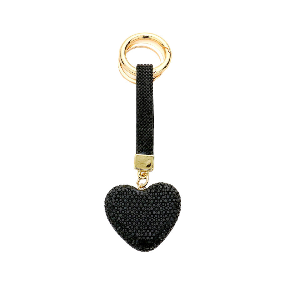 Black Bling Heart Keychain, is beautifully designed with a heart-themed stone design that will make a glowing touch on one's heart whom you care about & love. Crafted with durable materials, this accessory shines and sparkles. It's an excellent gift for your loved ones to make their moment special.
